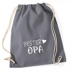 Turnbeutel grau - Bester OPA - weiße Schrift 