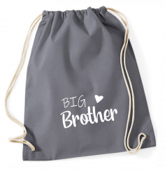 Turnbeutel grau - BIG Brother - weiße Schrift 