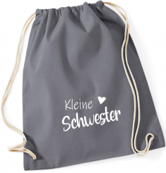 Turnbeutel weiß - Kleine Schwester - schwarze Schrift 