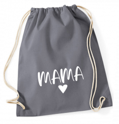 Turnbeutel grau - MAMA - weiße Schrift 