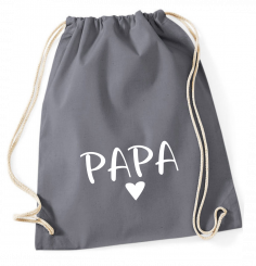 Turnbeutel grau - PAPA - weiße Schrift 