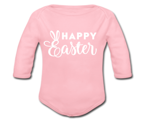 Babybody rosa - Happy Easter - Schriftfarbe weiß - Langarm 