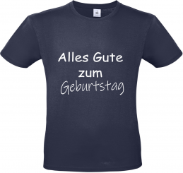 T-Shirt navy - Alles Gute zum Geburtstag - weiße Schrift 
