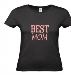 T-Shirt schwarz - Best MOM - rosa Schrift 