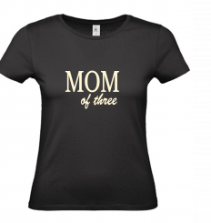 T-Shirt schwarz - MOM of three - weiße Schrift 