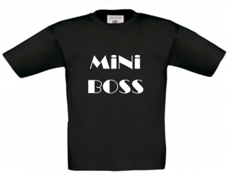 Kinder T-Shirt schwarz - MINI BOSS - Schriftfarbe weiß 