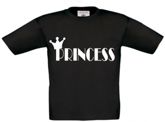 Kinder T-Shirt schwarz - PRINCESS - Schriftfarbe weiß 