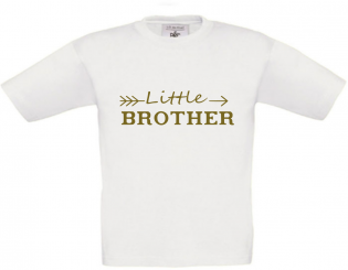 T-Shirt weiß - Little Brother - goldene Schrift 