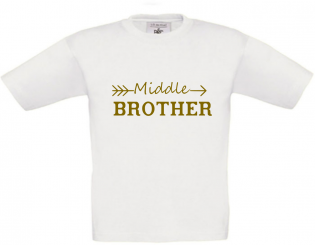 T-Shirt weiß - Middle Brother - goldene Schrift 