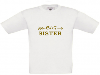 T-Shirt weiß - Big Sister - goldene Schrift 