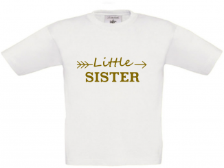 T-Shirt weiß - Little Sister - goldene Schrift 