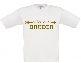 Kinder T-Shirt weiß - Mittlerer Bruder - goldene Schrift 