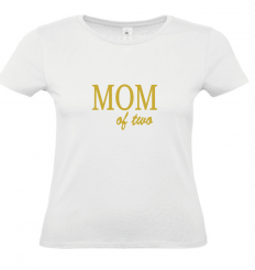 T-Shirt weiß - MOM of two - goldene Schrift 