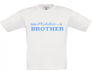 Kinder T-Shirt weiß - Middle Brother - himmelblaue Schrift 