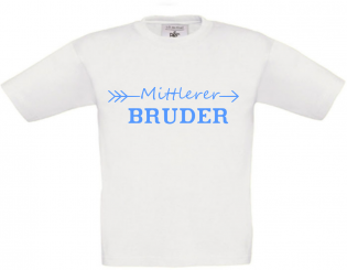Kinder T-Shirt weiß - Mittlerer Bruder - himmelblaue Schrift 