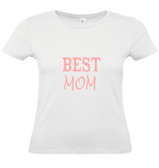 T-Shirt weiß - Best MOM - rosa Schrift 
