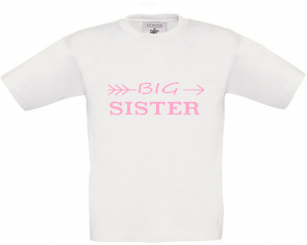 T-Shirt weiß - Big Sister - rosa Schrift 