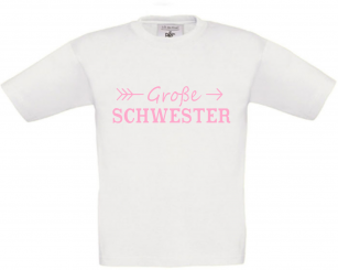 Kinder T-Shirt weiß - Große Schwester - rosa Schrift 