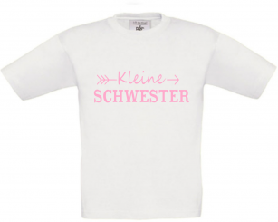 Kinder T-Shirt weiß - Kleine Schwester - rosa Schrift 