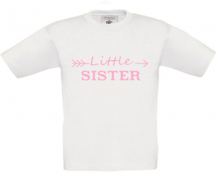 T-Shirt weiß - Little Sister - rosa Schrift 
