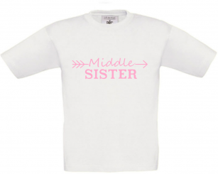 T-Shirt weiß - Middle Sister - rosa Schrift 