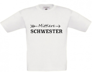 T-Shirt weiß - Mittlere Schwester - schwarze Schrift 