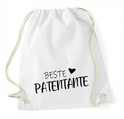 Turnbeutel weiß - Beste Patentante - schwarze Schrift 