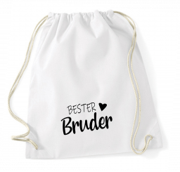 Turnbeutel weiß - Bester Bruder - schwarze Schrift 