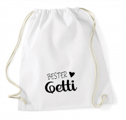 Turnbeutel weiß - Bester Getti - schwarze Schrift 
