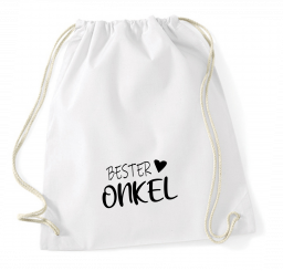 Turnbeutel weiß - Bester Onkel - schwarze Schrift 