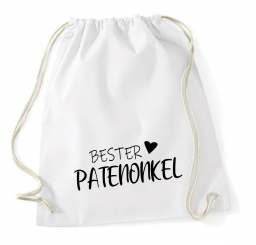 Turnbeutel weiß - Bester Patenonkel - schwarze Schrift 