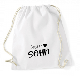 Turnbeutel weiß - Bester SOHN - schwarze Schrift 