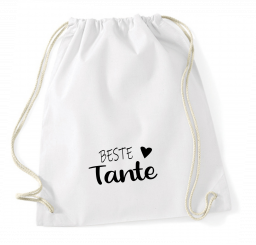 Turnbeutel weiß - Beste Tante - schwarze Schrift 