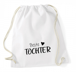 Turnbeutel weiß - Beste Tochter - schwarze Schrift 