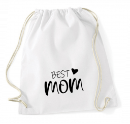 Turnbeutel weiß - Best MOM - schwarze Schrift 