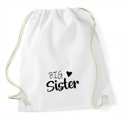 Turnbeutel weiß - BIG Sister - schwarze Schrift 