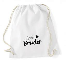 Turnbeutel weiß - Kleiner Bruder - schwarze Schrift 
