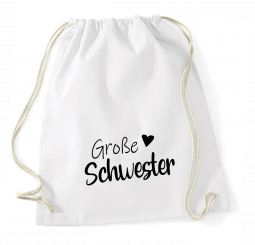 Turnbeutel weiß - Große Schwester - schwarze Schrift 