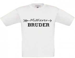 Kinder T-Shirt weiß - Mittlerer Bruder - schwarze Schrift 