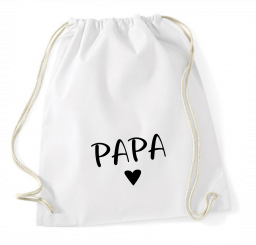 Turnbeutel weiß - PAPA - schwarze Schrift 