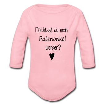 Babybody rosa - Möchtest du mein Patenonkel werden? - Langarm 