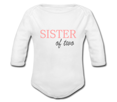 Babybody weiß - Sister of two - Langarm 