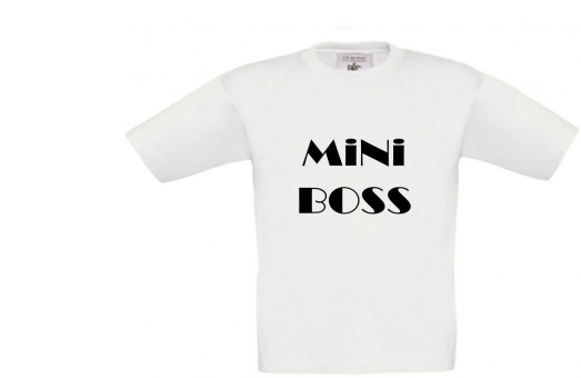 Kinder T-Shirt weiß - MINI BOSS - Schriftfarbe schwarz 