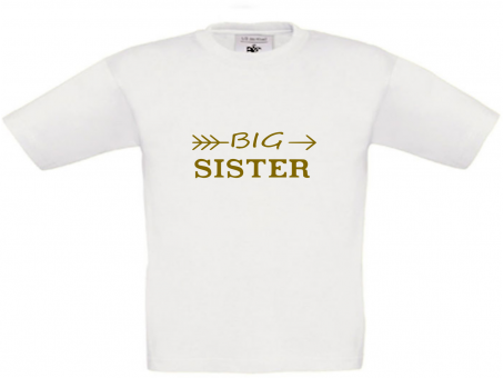 T-Shirt weiß - Big Sister - goldene Schrift 