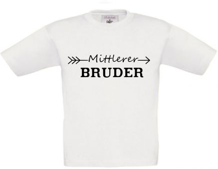 Kinder T-Shirt weiß - Mittlerer Bruder - schwarze Schrift 